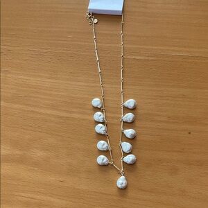 LOFT Gold-Tone Necklace with White Pearl Drop Charms